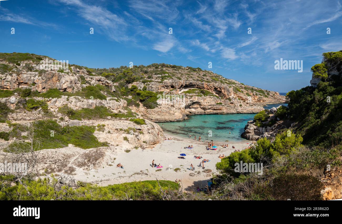 Caló des Marmols, Santanyí, Mallorca, Iles Baléares, Espagne. Banque D'Images