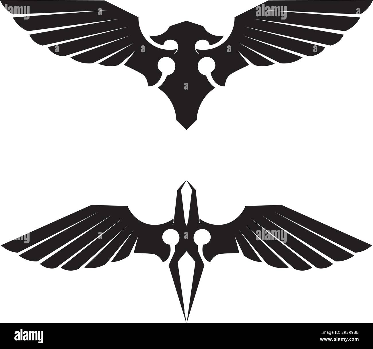 Logo en forme d'aile noire pour un designer professionnel Illustration de Vecteur