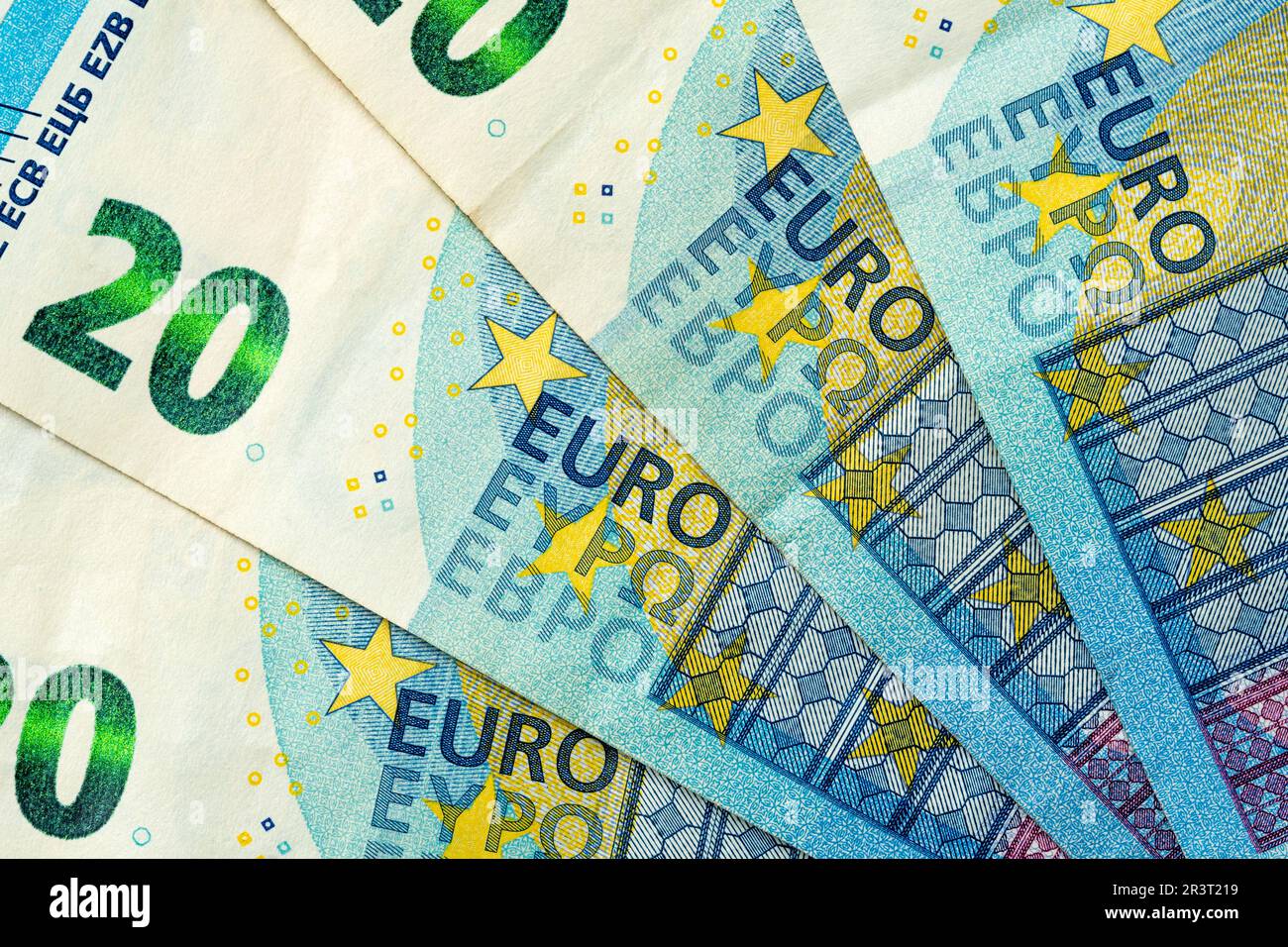 Des billets bleus de 20 euros magnifiquement agencée Banque D'Images