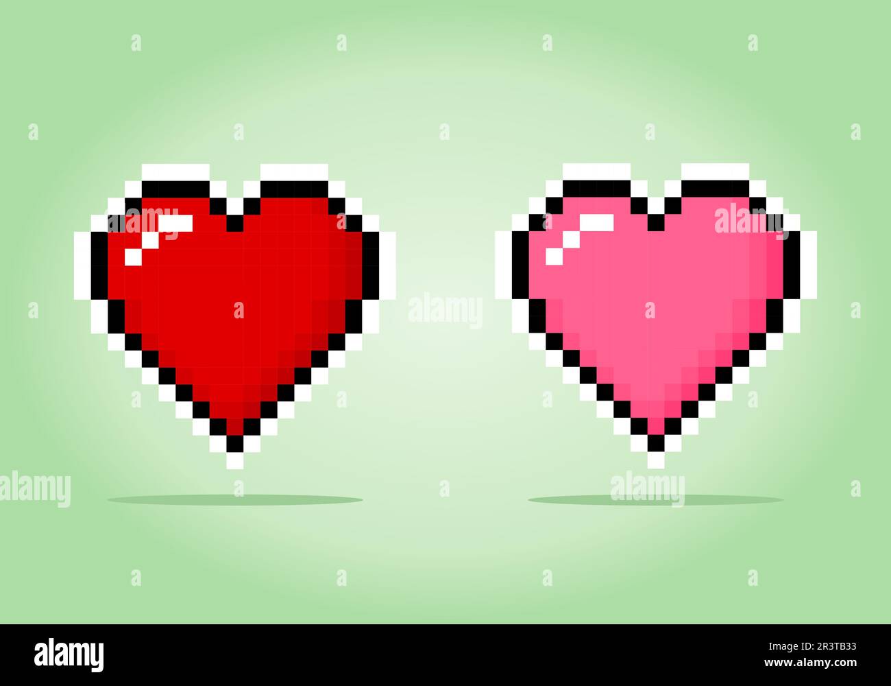 pixels du symbole de coeur 8 bits. Icône d'amour dans les illustrations vectorielles Illustration de Vecteur