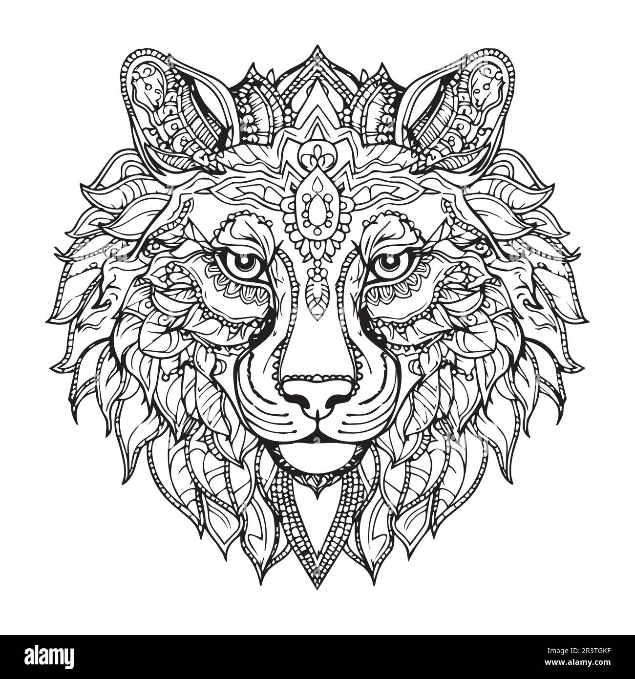 Illustration vectorielle d'une page de livre à colorier à titre de lion. Illustration de Vecteur