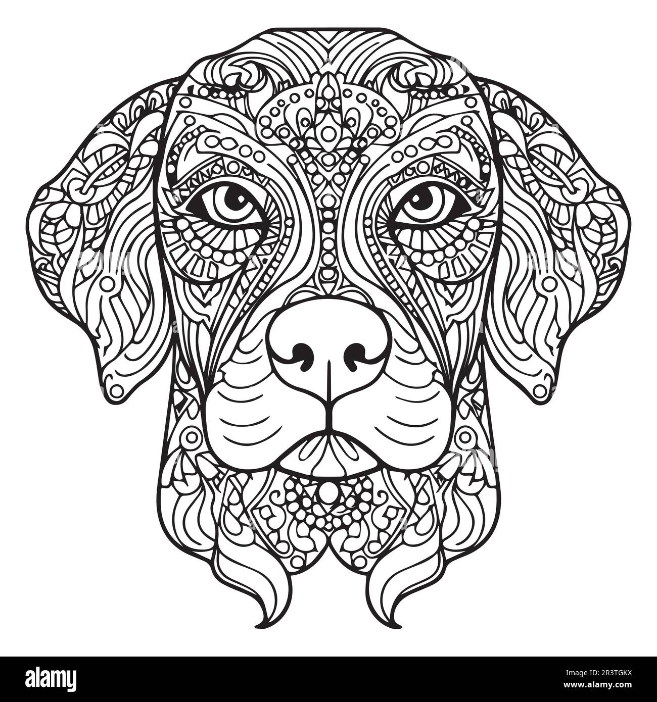 Une page de coloriage vectoriel d'art de ligne de chien pour les adultes. Illustration de Vecteur