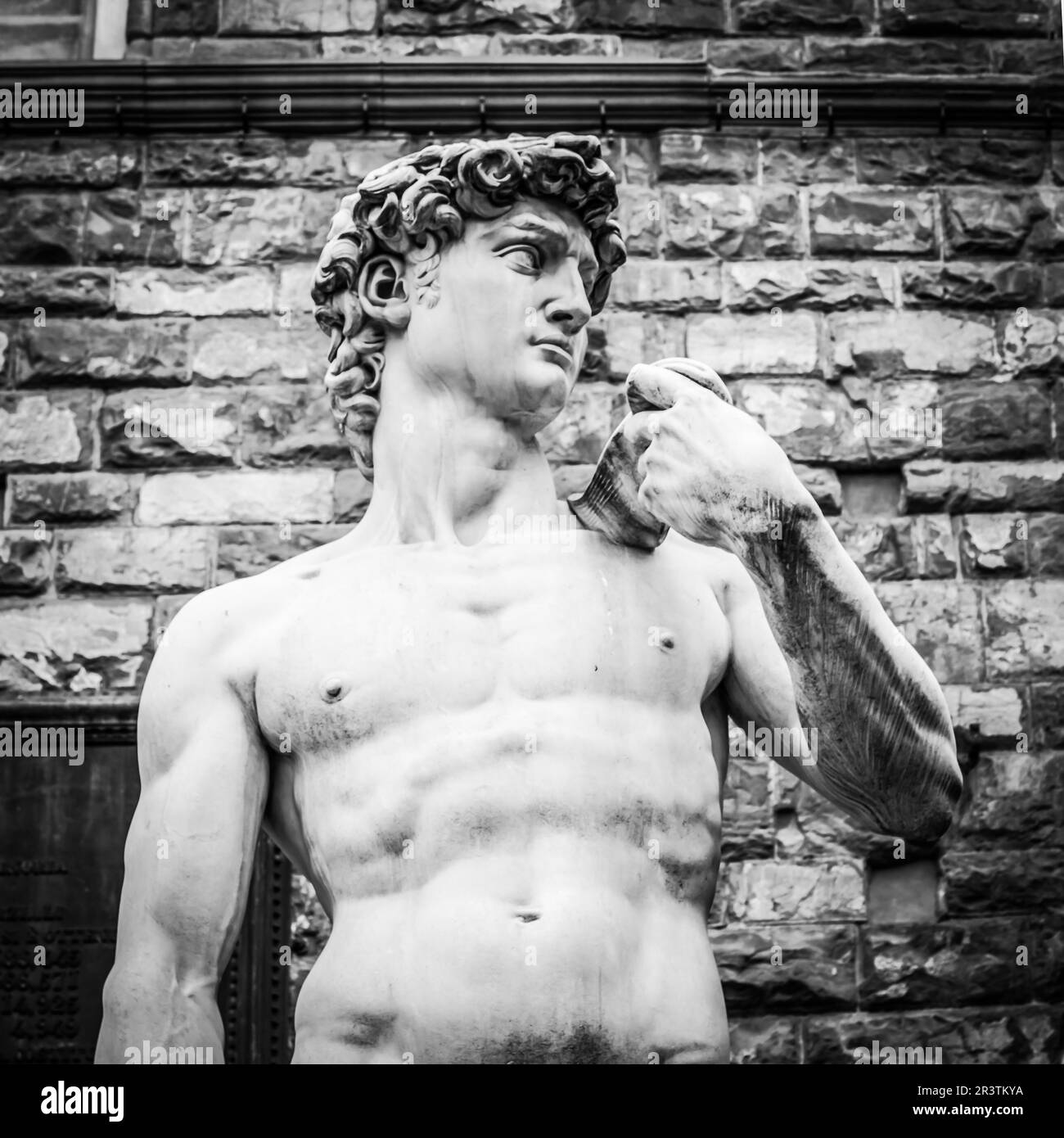Florence, Italie. Michelangelos David en face du Palazzo Vecchio Banque D'Images
