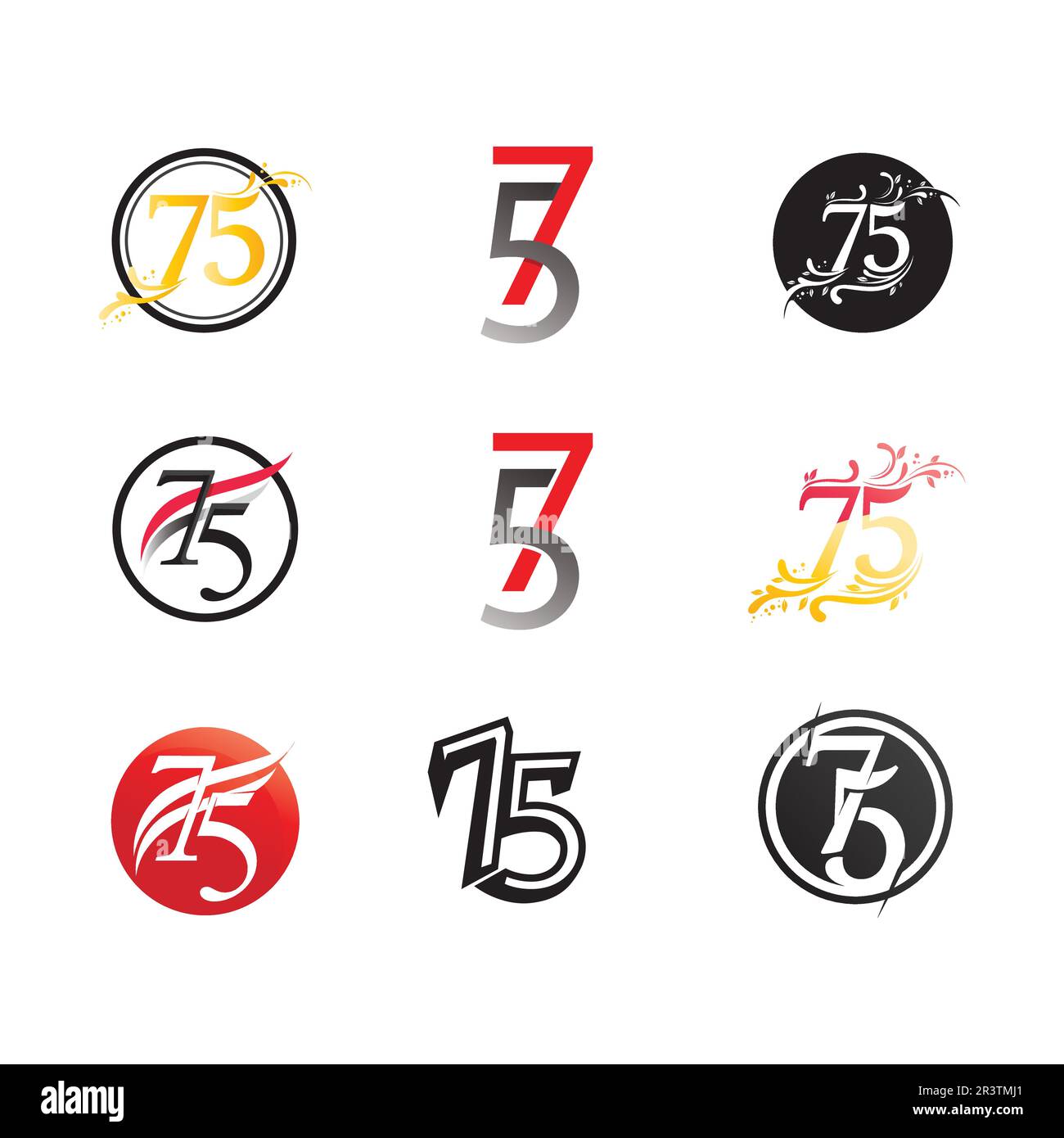 numéro 75 ensemble d'icônes logo design vecteur Illustration de Vecteur