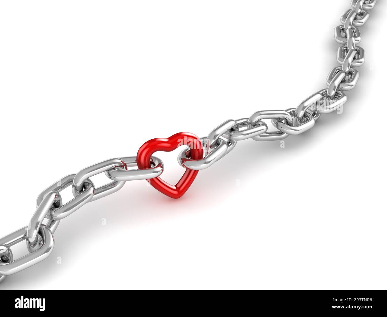 Chaîne chromée reliée au cœur Banque D'Images