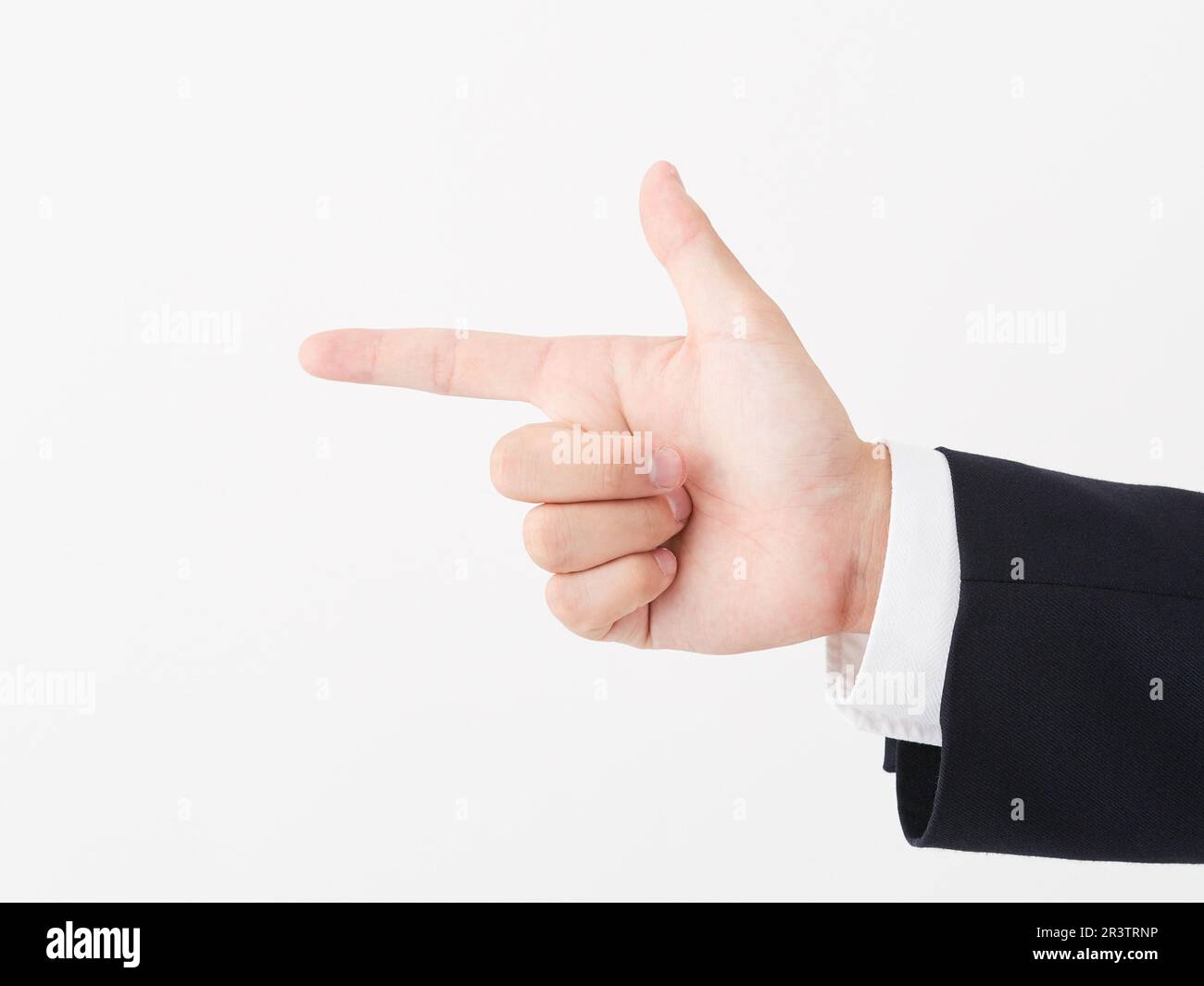 Homme d'affaires japonais pointant Banque D'Images