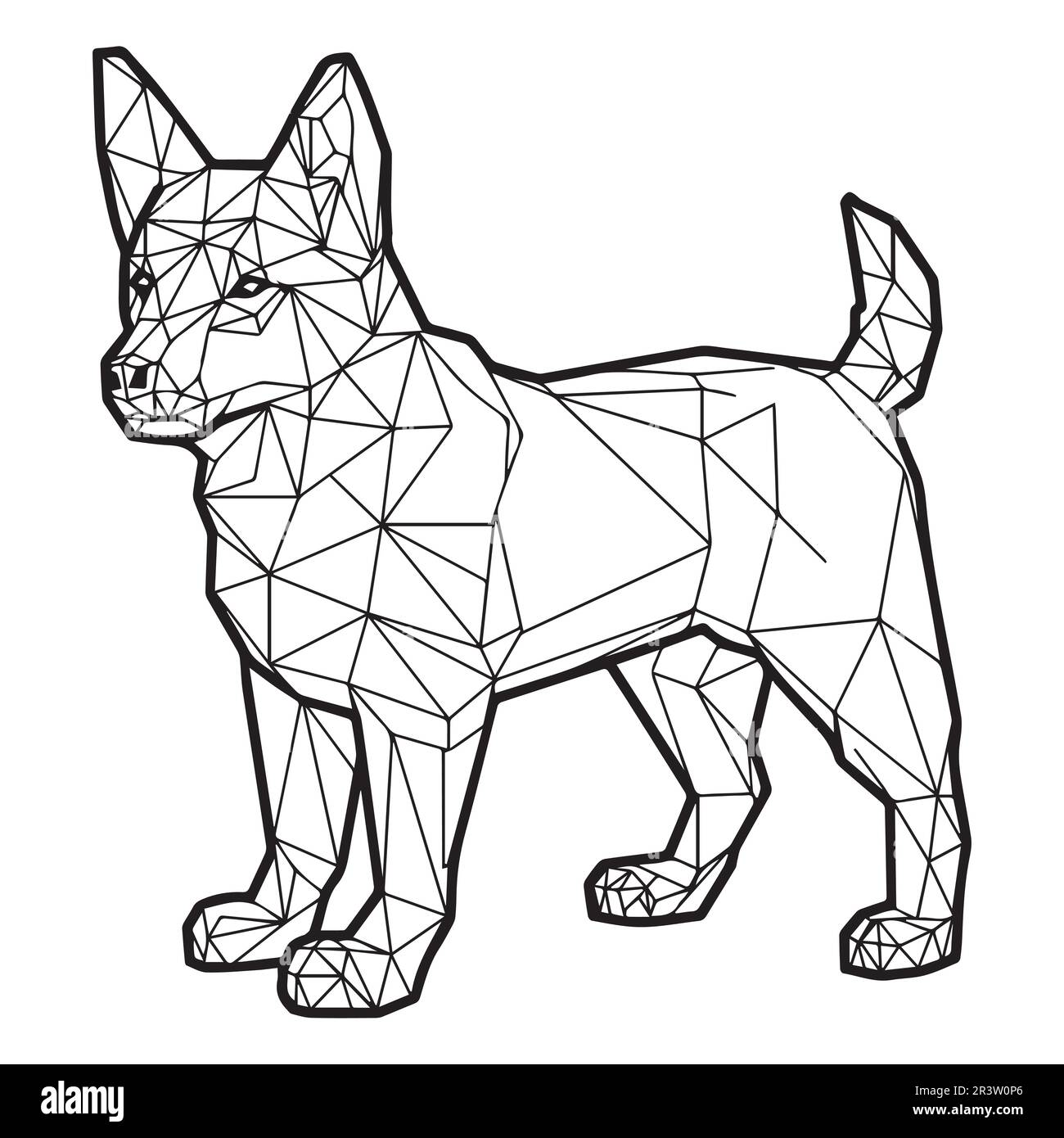 Illustration noire et blanche d'un chien fait dans le style d'une page de livre de coloriage de vecteur de chien. Illustration de Vecteur