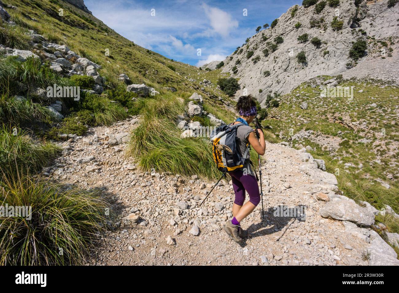 Trekker dans la route de Comafreda Banque D'Images