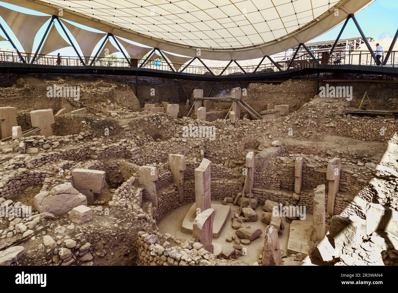 GOBEKLI TEPE, TURQUIE - 8 OCTOBRE 2020 : site archéologique du plus grand et plus ancien complexe de temples (10th millénaire av. J.-C.). Banque D'Images