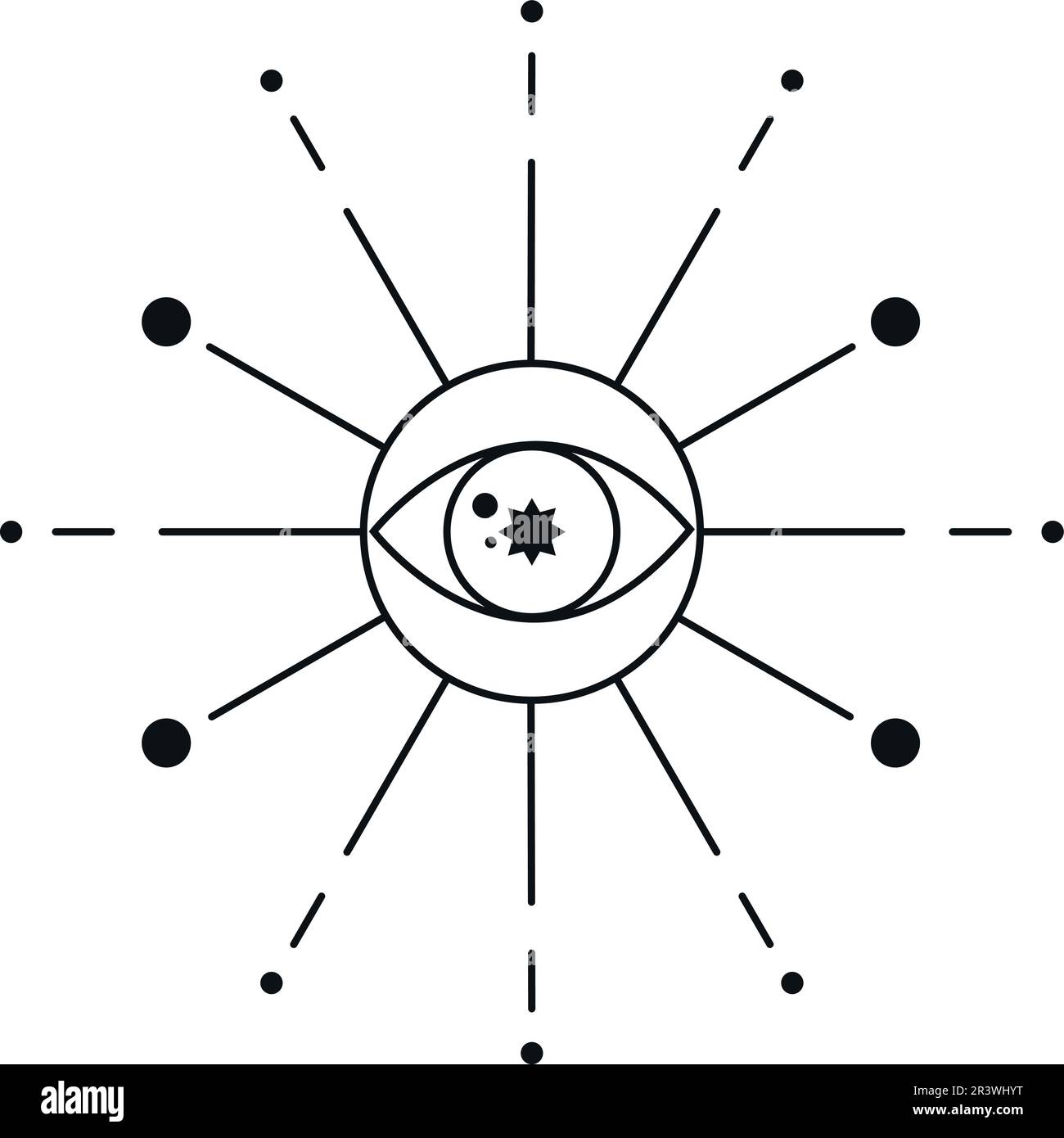 Symbole œil de Tarot magique isolé sur fond blanc. Mystère, astrologie, ésotérique Illustration de Vecteur