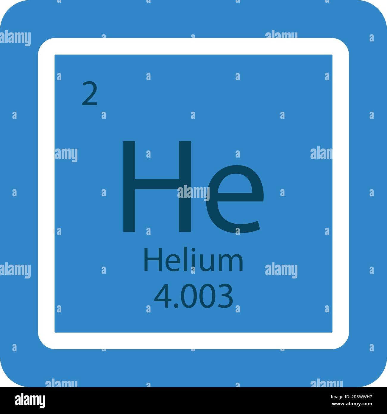 Symbole chimique de l'élément du tableau périodique hélium. Icône vecteur hélium atome gaz. Illustration vectorielle Illustration de Vecteur