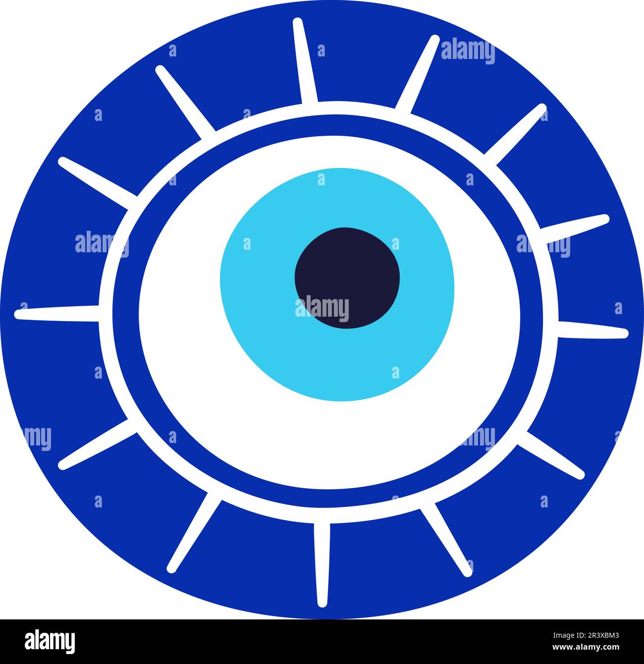 Icône talisman œil mal. Symbole de l'œil turc ou grec. Grèce magie ethnique amulet. Icône de hamsa bleu mystique de style dessiné à la main. Symbole d'amulette Nazar Illustration de Vecteur