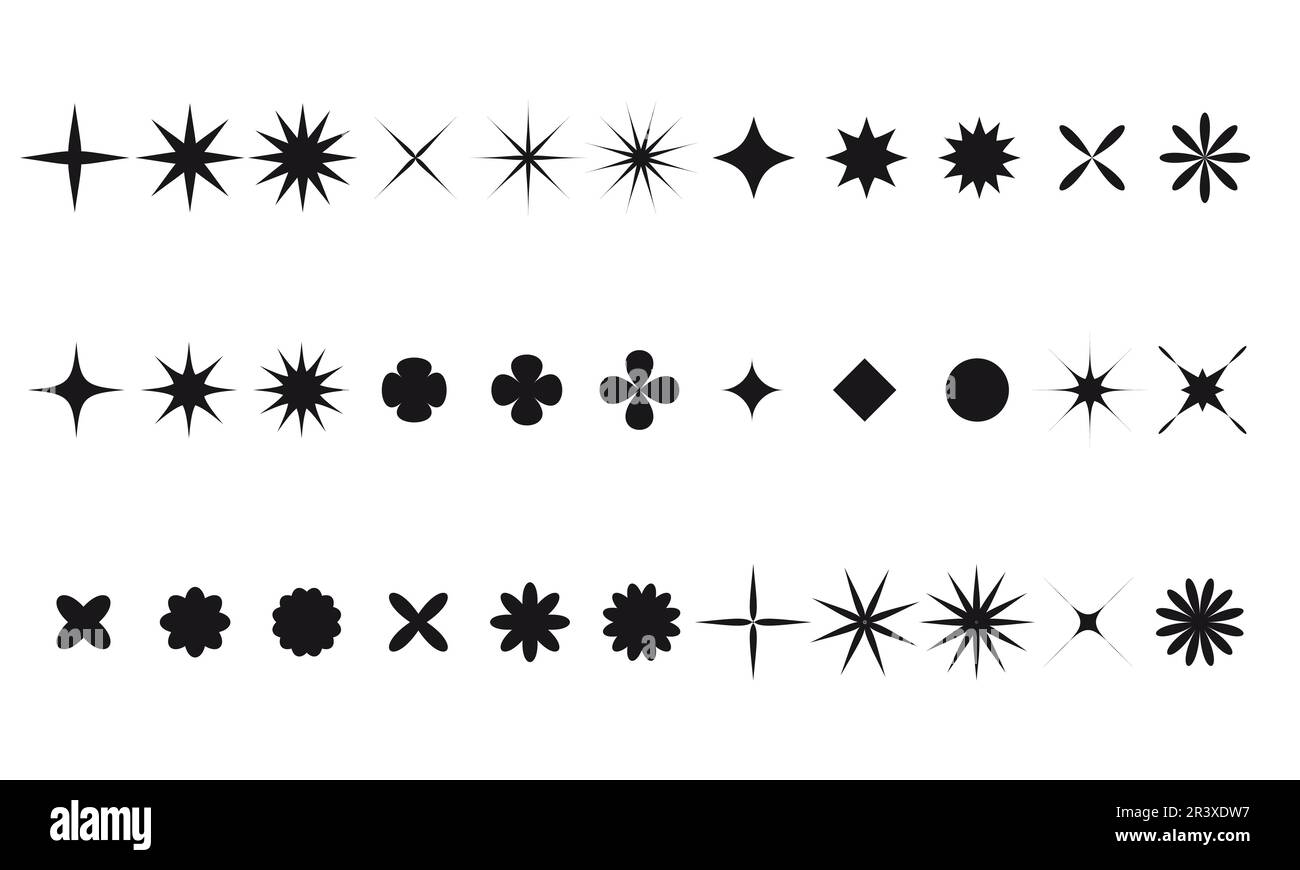 bauhaus suisse Y2K éléments brutalistes. Formes géométriques abstraites, fleurs contemporaines, étoiles. Conception Vector memphis, ensemble d'éléments primitifs. Illustration de Vecteur