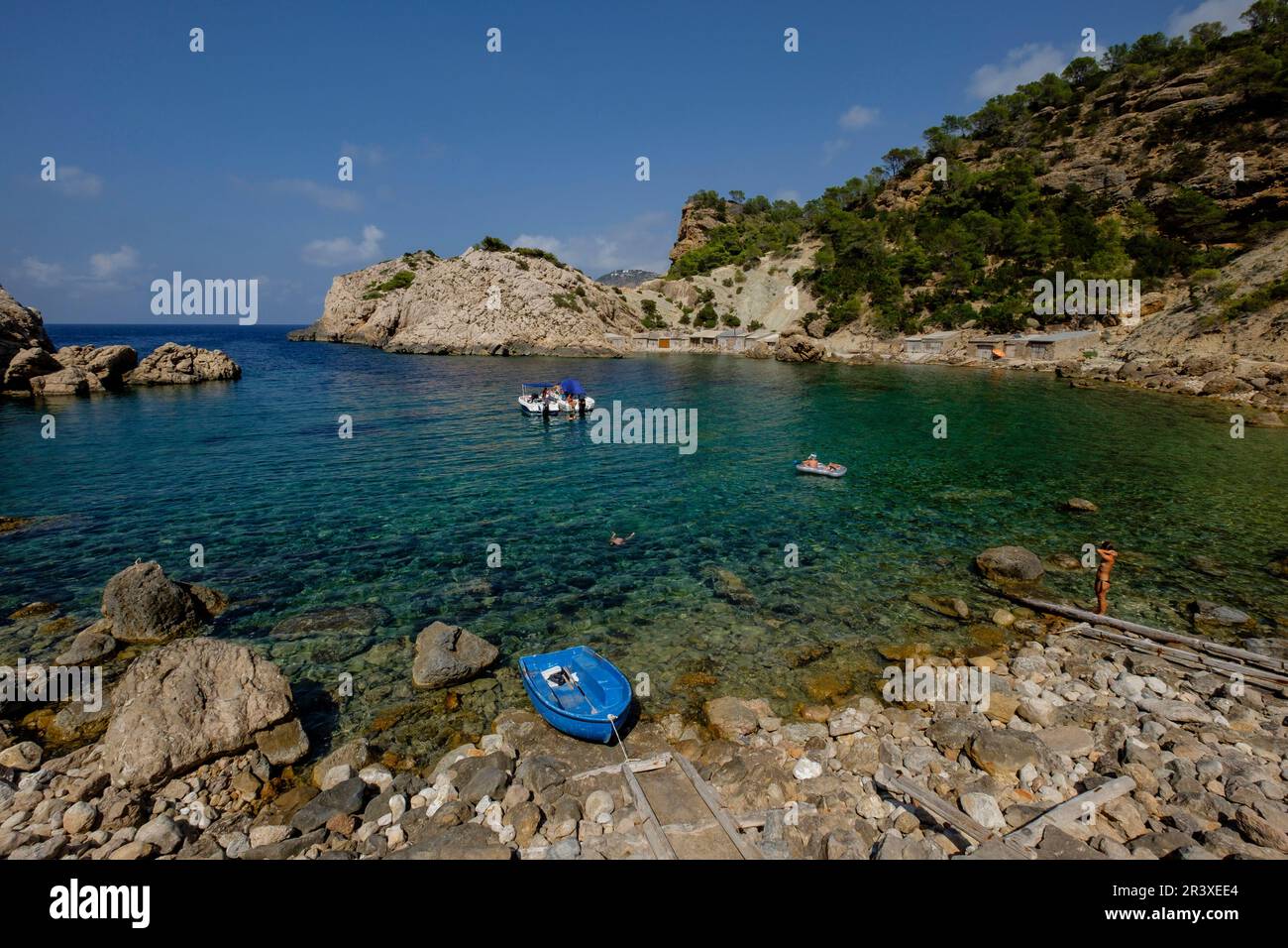 Es Portitxol, Municipio de Sant Joan de LabritjaIbiza, Iles Baléares, Espagne. Banque D'Images