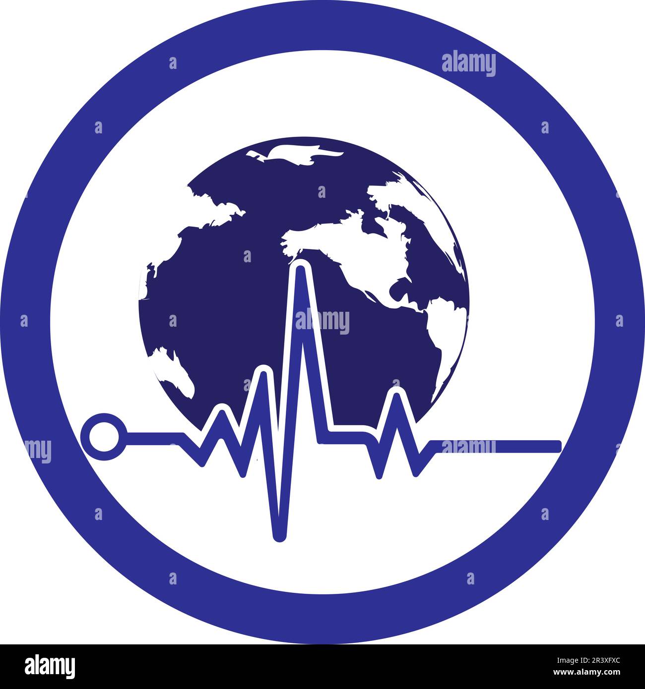 Icône représentant un logo globe-Vector Pulse. Cardiogramme de pouls et logo Globe Icon Vector. Icône globe terrestre avec battement de coeur. Illustration de Vecteur