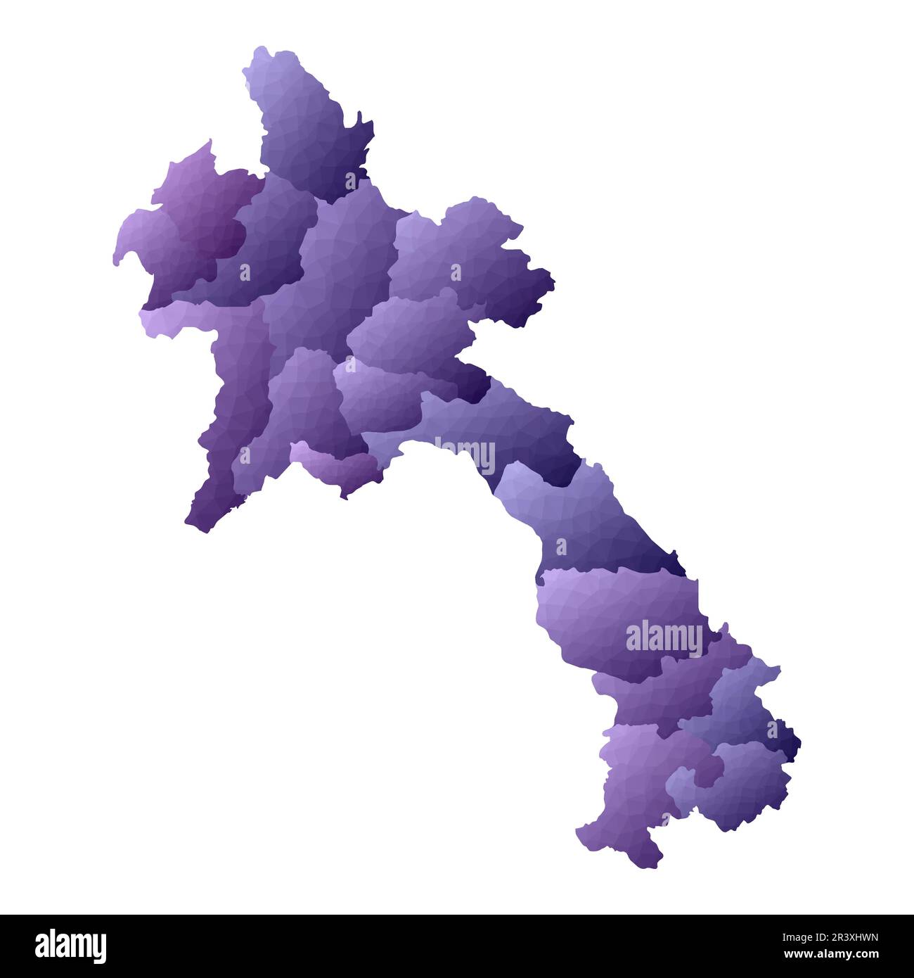 Carte du Laos. Contour géométrique de pays. Illustration de vecteur violet rare. Illustration de Vecteur