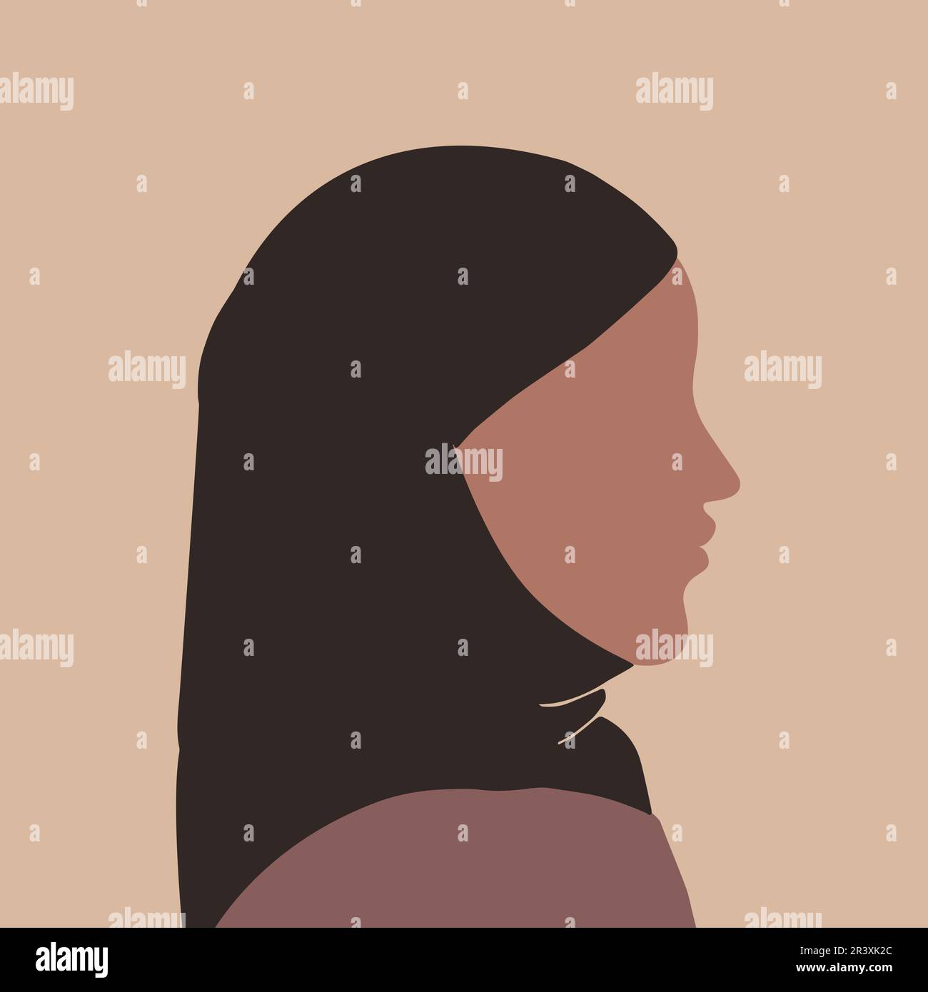 Femme abstraite sans visage dans le hijab. Fille musulmane. Art féminin Style minimaliste moderne. Illustration vectorielle dessinée à la main Illustration de Vecteur
