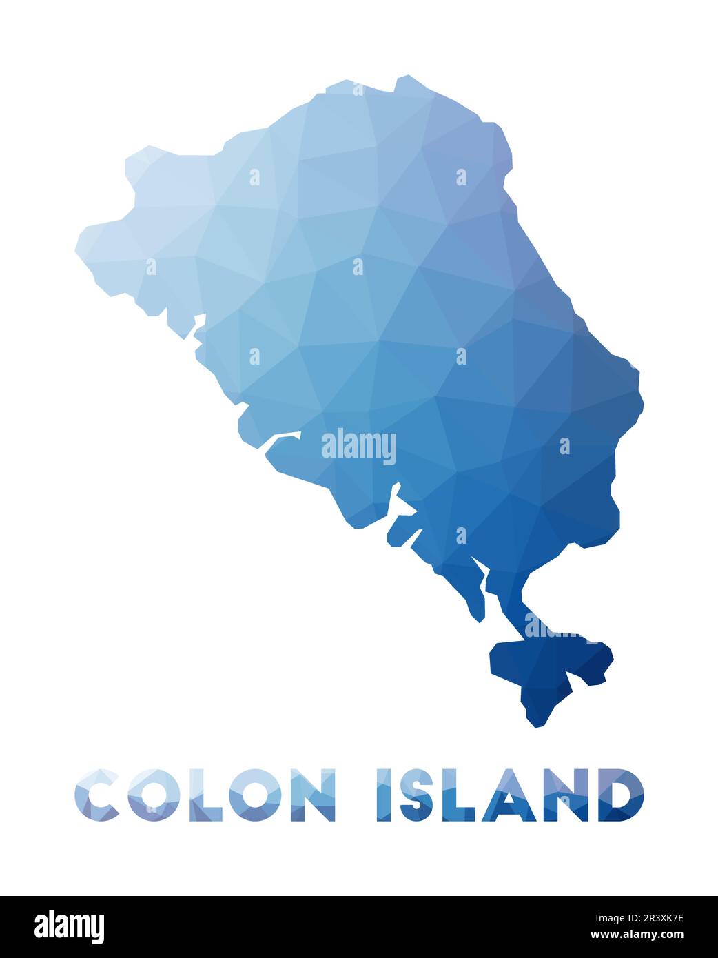 Carte poly basse de l'île de Colon. Carte polygonale de l'île du côlon. Technologie, Internet, concept de réseau. Illustration vectorielle. Illustration de Vecteur