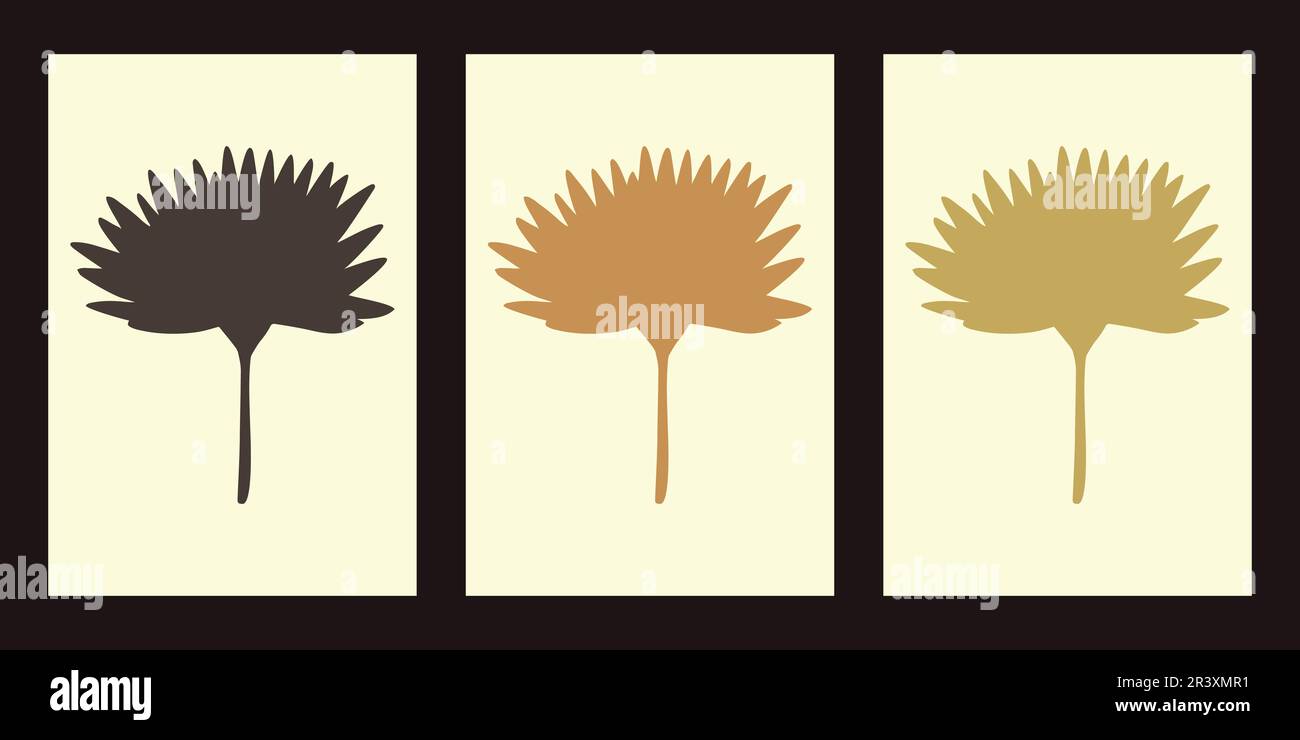 Ensemble de peintures minimalistes aux éléments botaniques dans des tons bruns. Pour la décoration intérieure, l'impression et le design Illustration de Vecteur