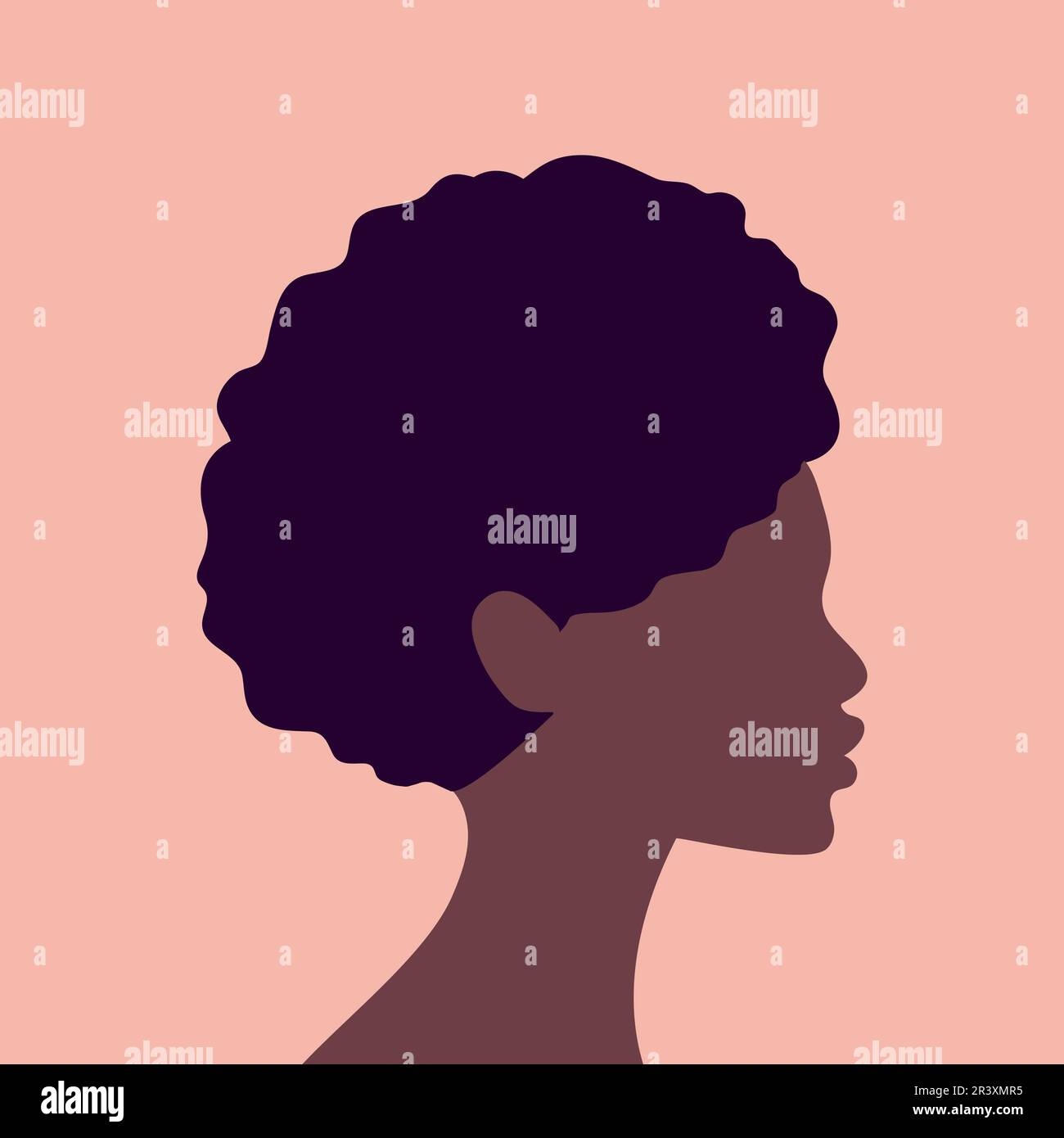 Portrait abstrait d'une femme africaine en profil. Contour de profil femelle sans visage. Conception minimale. Art vectoriel Illustration de Vecteur