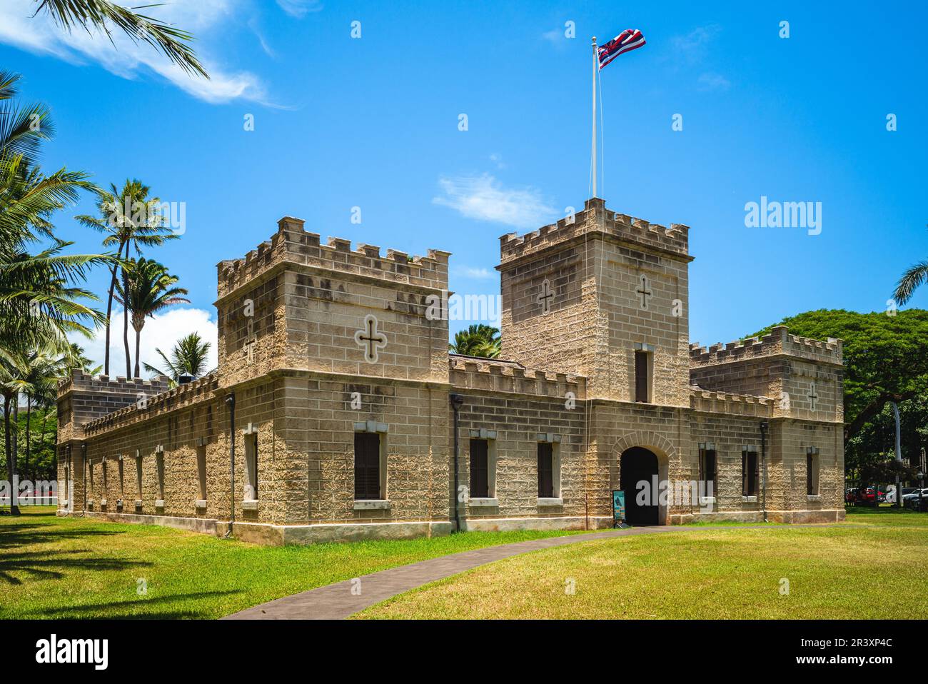 Hale Koa, alias Iolani Barracks, situé à Honolulu, Oahu, Hawaï Banque D'Images