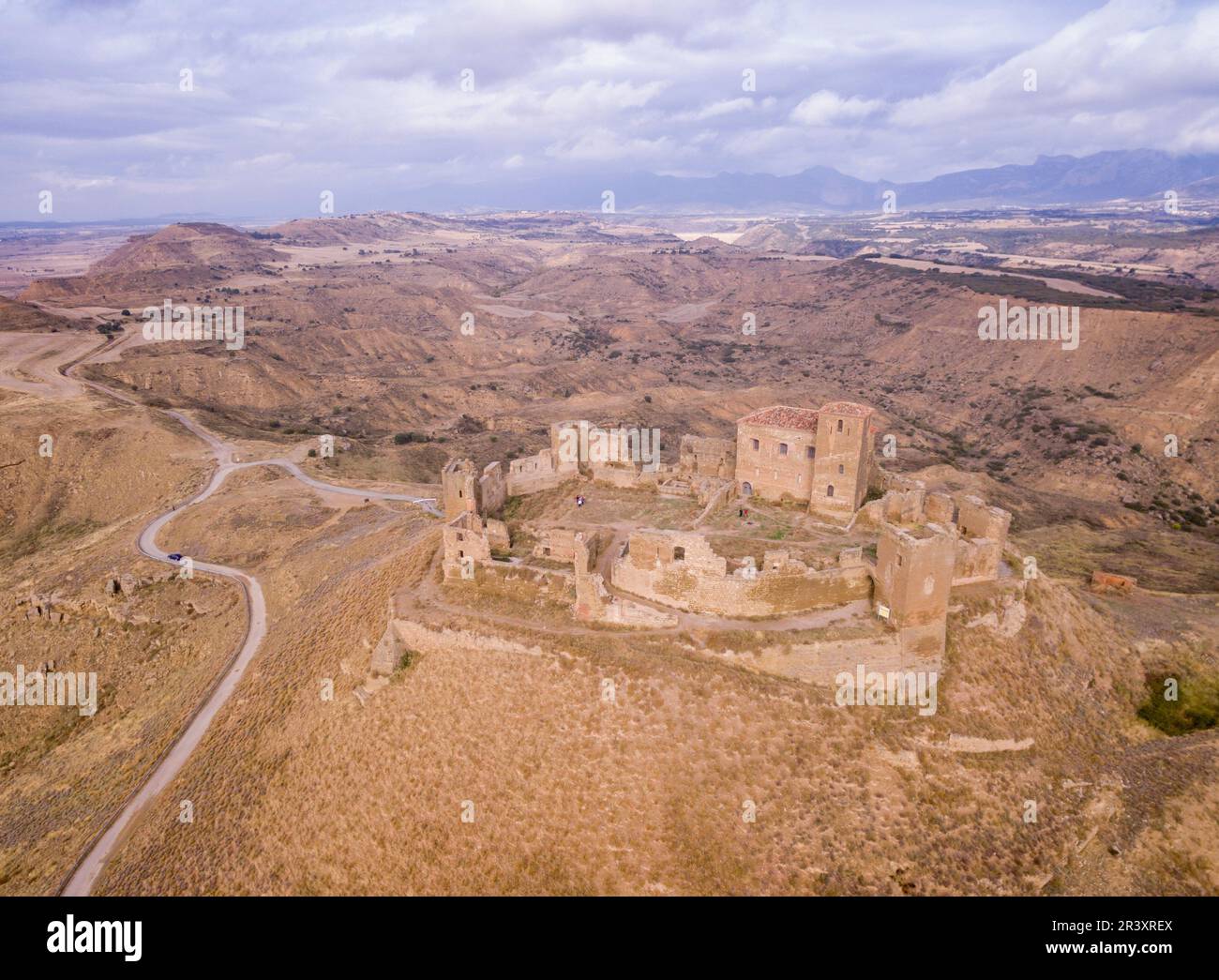 Château de Montearagón, XI siècle, municipalité de Quicena, Huesca, déclaré Monument National en 1931, cordillera pirenaica, provincia de Huesca, Aragón, Espagne, Europe. Banque D'Images