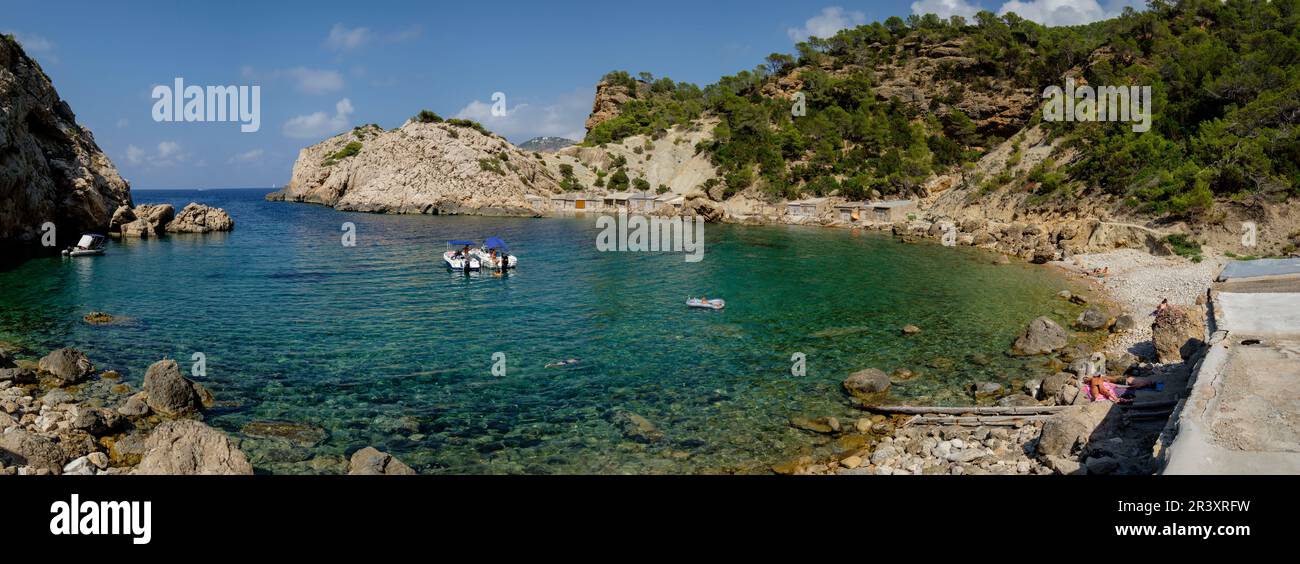 Es Portitxol, Municipio de Sant Joan de LabritjaIbiza, Iles Baléares, Espagne. Banque D'Images
