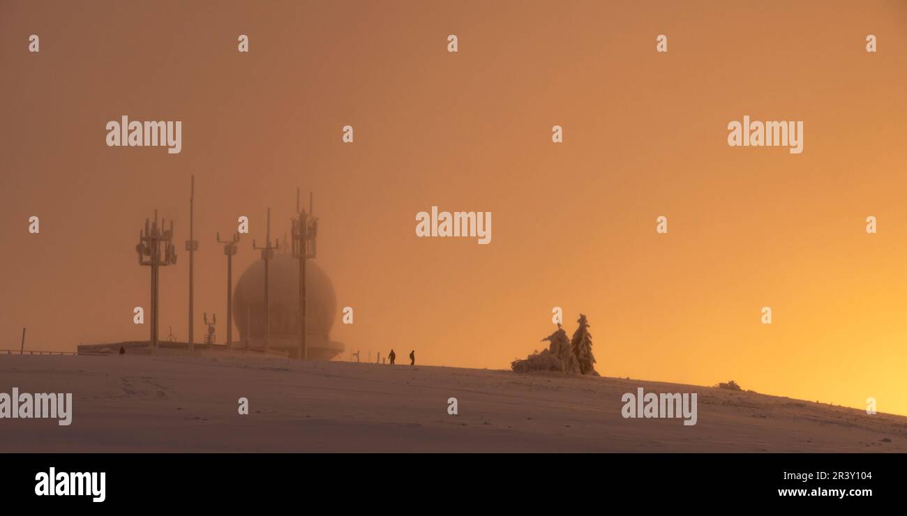 Coucher de soleil sur la plus haute montagne de la Rhön, le Wasserkuppe 13 Banque D'Images