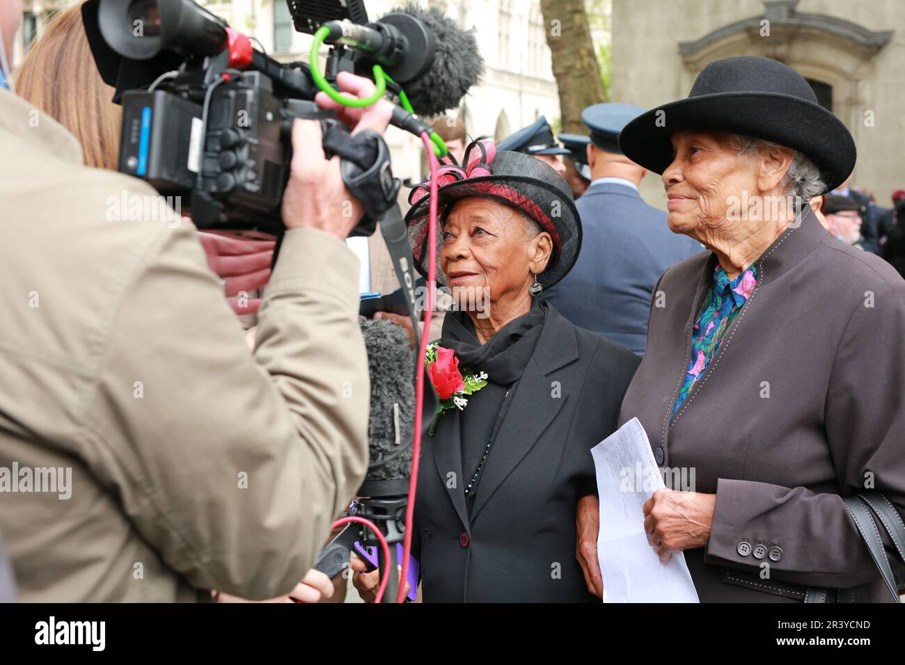 Londres, Royaume-Uni. 25 mai 2023. Les funérailles du Sergent Peter Brown, l'un des derniers pilotes noirs de la RAF à combattre pendant la Seconde Guerre mondiale, à l'église St Clement Danes à Londres. Crédit : Waldemar Sikora / Alamy Live News Banque D'Images