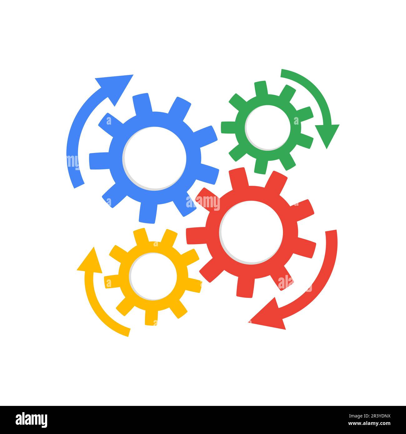Modèle de vecteur de couleur Infographie avec engrenages et flèches Illustration de Vecteur