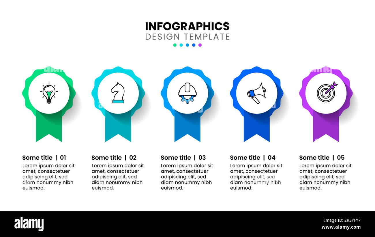 Modèle d'infographie avec icônes et 5 options ou étapes. Peut être ...