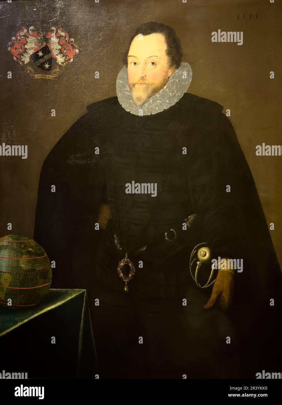 Sir Francis Drake (1540-96), portrait, peinture, Marcus Gheeraerts, 1591, Queen's House Museum, Greenwich, Londres, Royaume-Uni. Banque D'Images