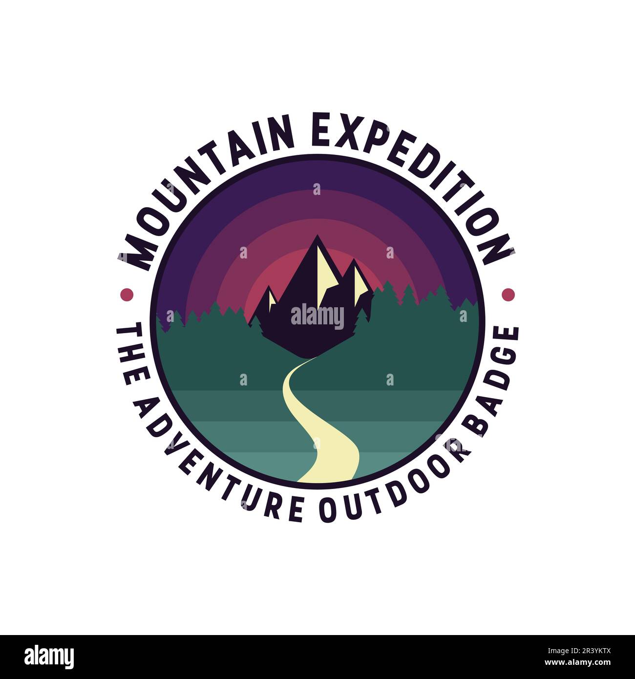 Nuit expédition montagne aventure extérieur badge design illustration vectorielle Illustration de Vecteur