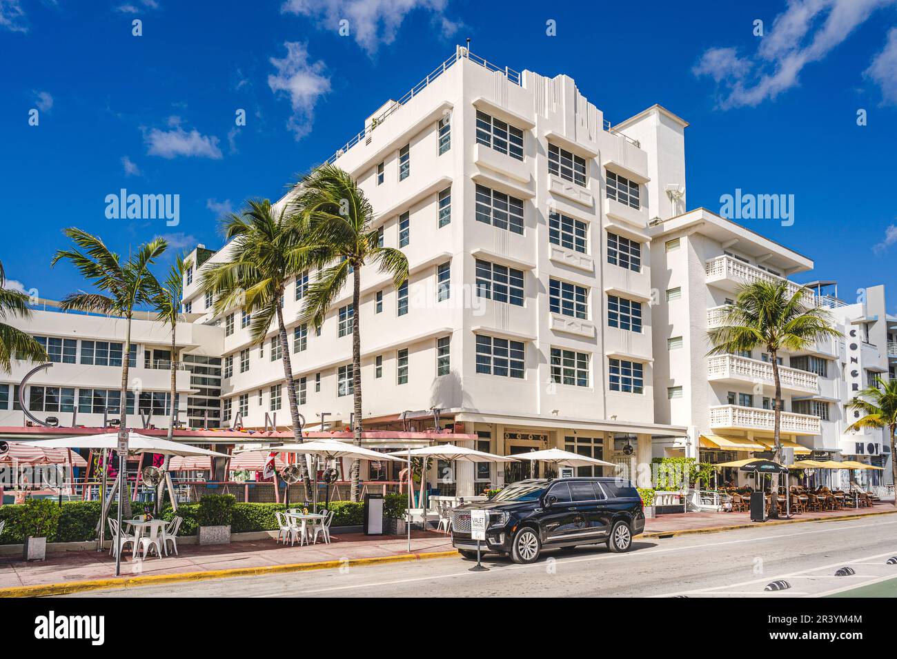 Miami, Etats-Unis - 7 décembre 2022. Vue sur la façade de l'hôtel Clevelander à Ocean Drive, Miami Beach Banque D'Images
