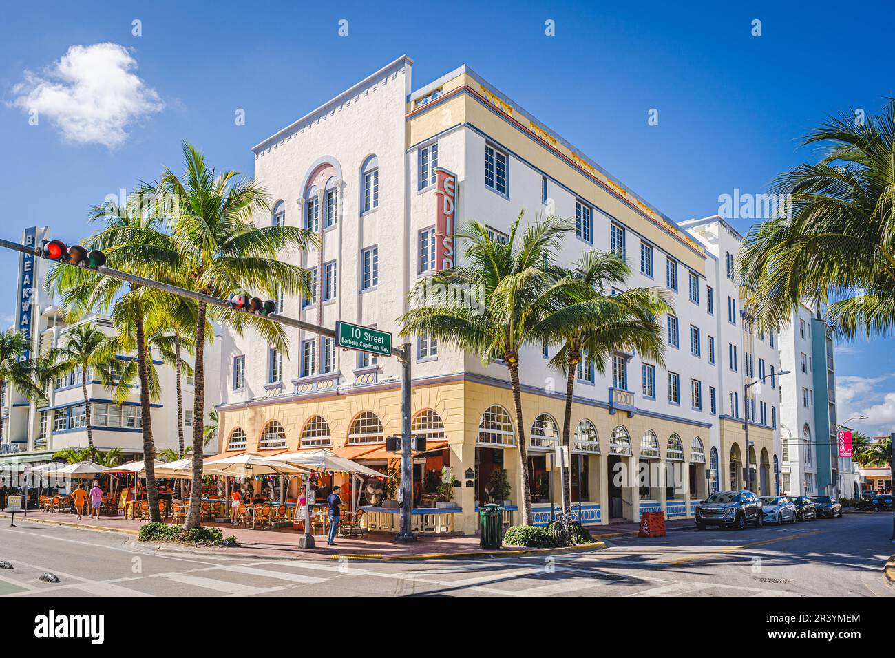 Miami, Etats-Unis - 7 décembre 2022. Vue sur l'hôtel Edison de Miami Beach Banque D'Images
