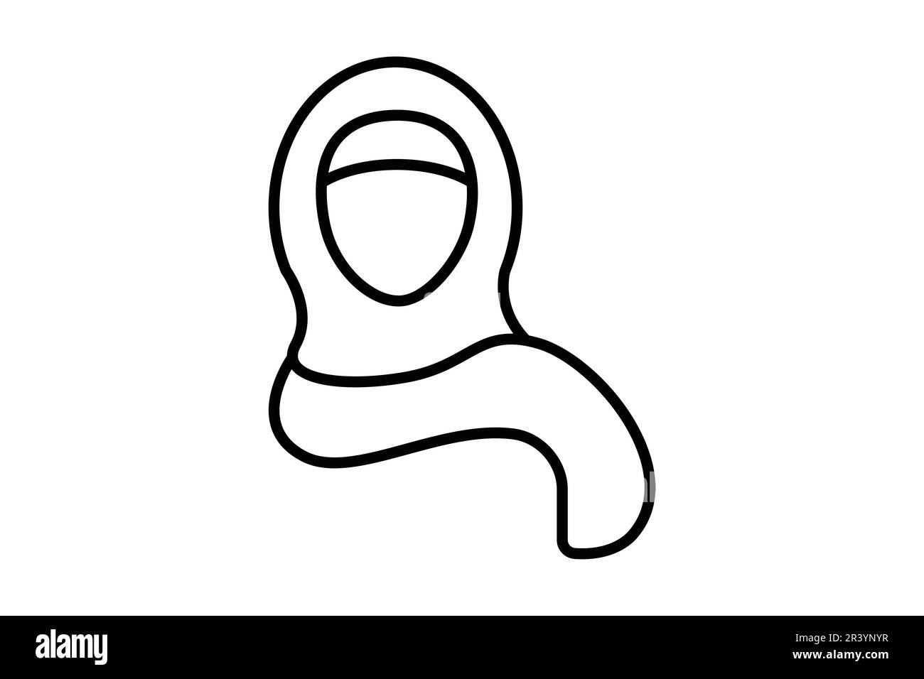 Icône de femme arabe saoudienne. femme du moyen-Orient en foulard, hijab vêtements traditionnels de l'Islam arabe utilisés par une fille musulmane. Style icône de ligne. Simple Illustration de Vecteur
