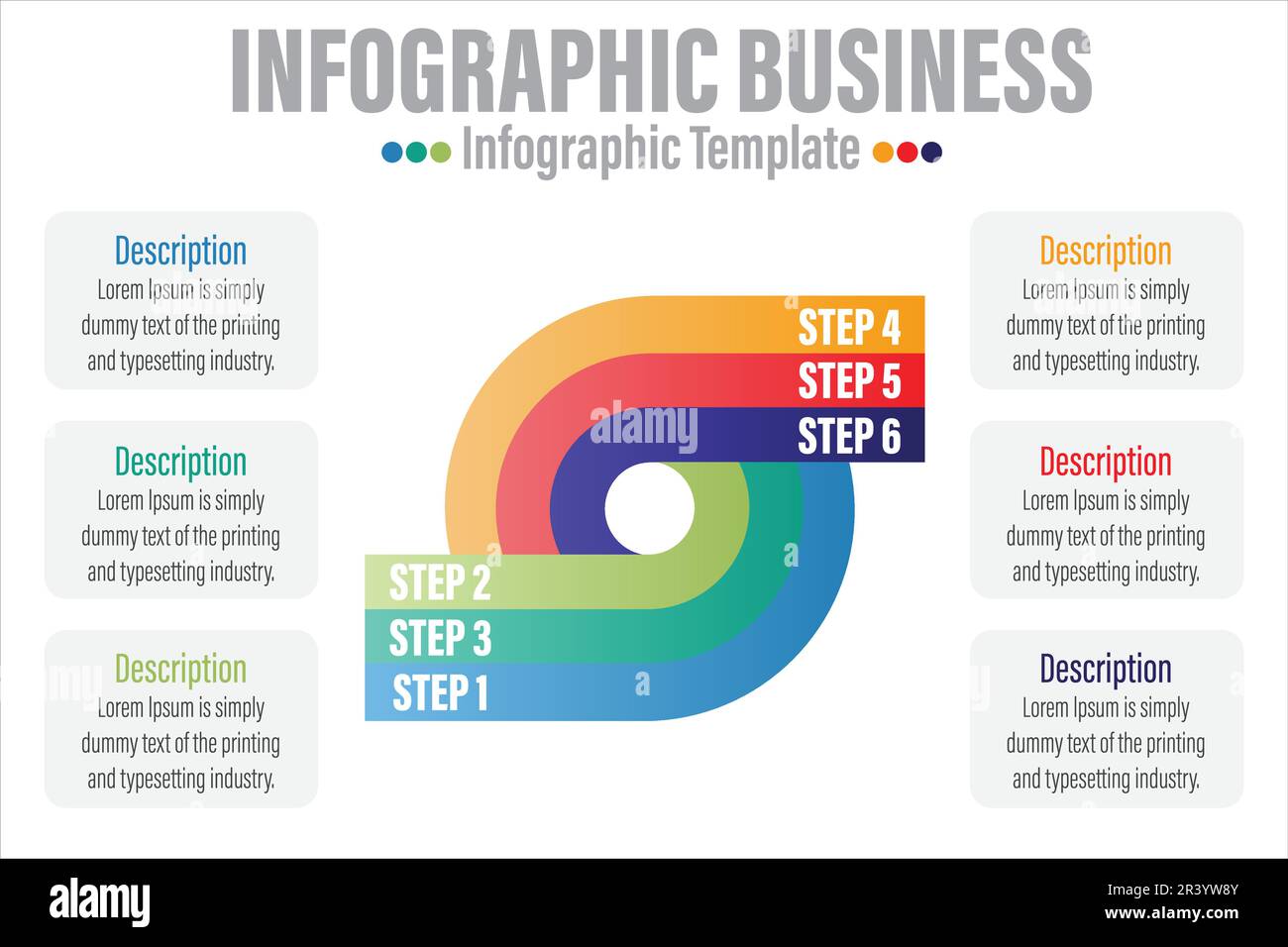 Ensemble d'infographies de cercle vectoriel. Modèle pour diagramme, graphique, présentation et graphique. Concept commercial avec six 6 étapes, six 6 options, pièces, étapes ou Illustration de Vecteur