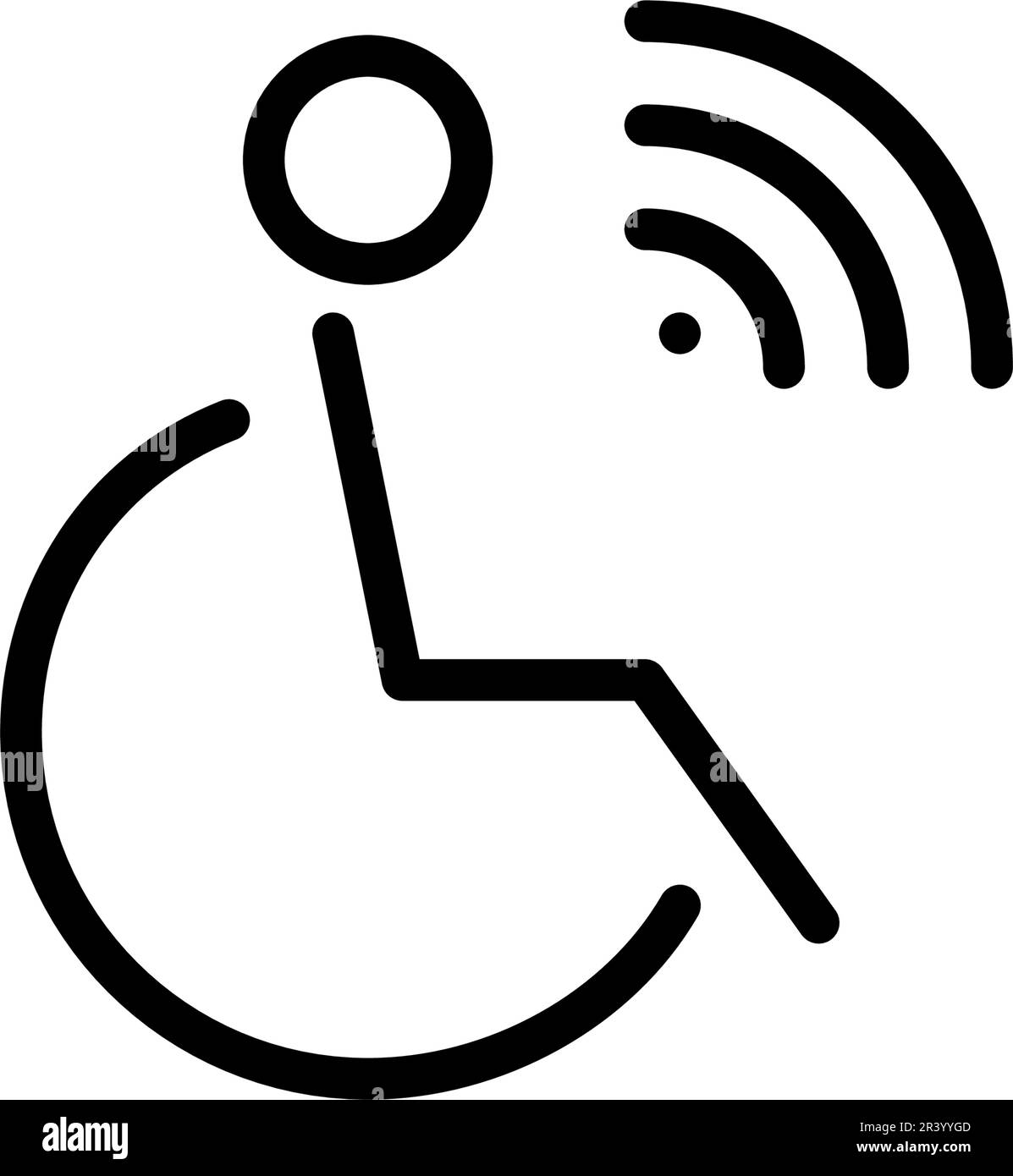 Fauteuil roulant avec télécommande et capteurs. Technologies de l'Internet des objets. Pixel Perfect, icône de contour modifiable Illustration de Vecteur