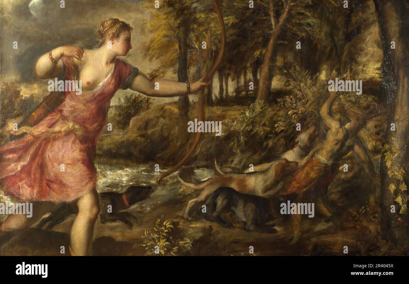 Titre complet: La mort d'Actaeon artiste: Titien Date de fabrication: Vers 1559-75 Banque D'Images