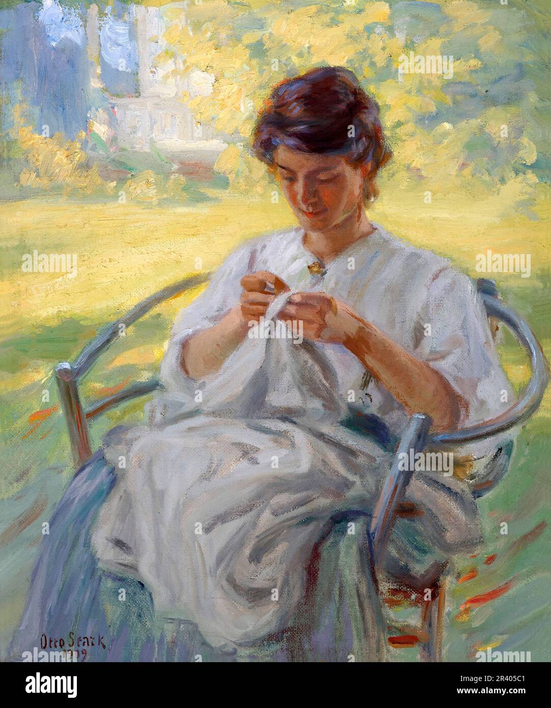 Un matin d'été par le peintre impressionniste américain Otto Stark (1859-1926), huile sur toile, 1909 Banque D'Images