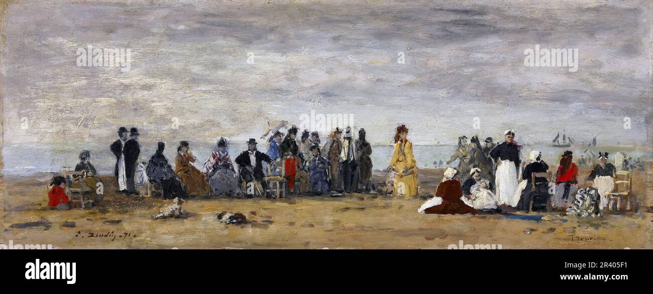 Trouville par Eugène Boudin (1824-1898), huile sur panneau, 1871 Banque D'Images