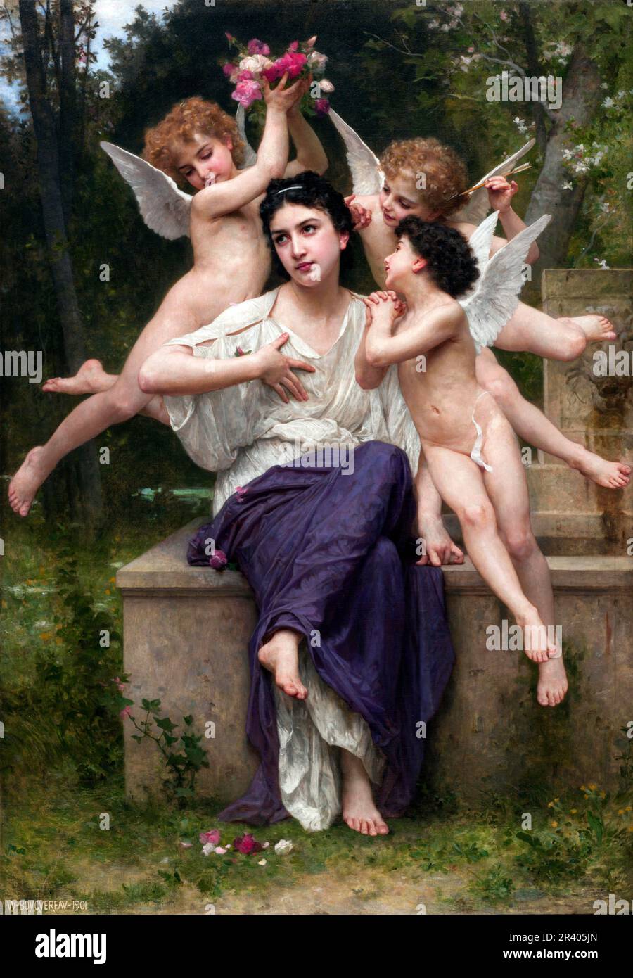 Rêve de printemps (rêve de printemps) par William-Adolphe Bouguereau (1825-1905), huile sur toile, 1901 Banque D'Images