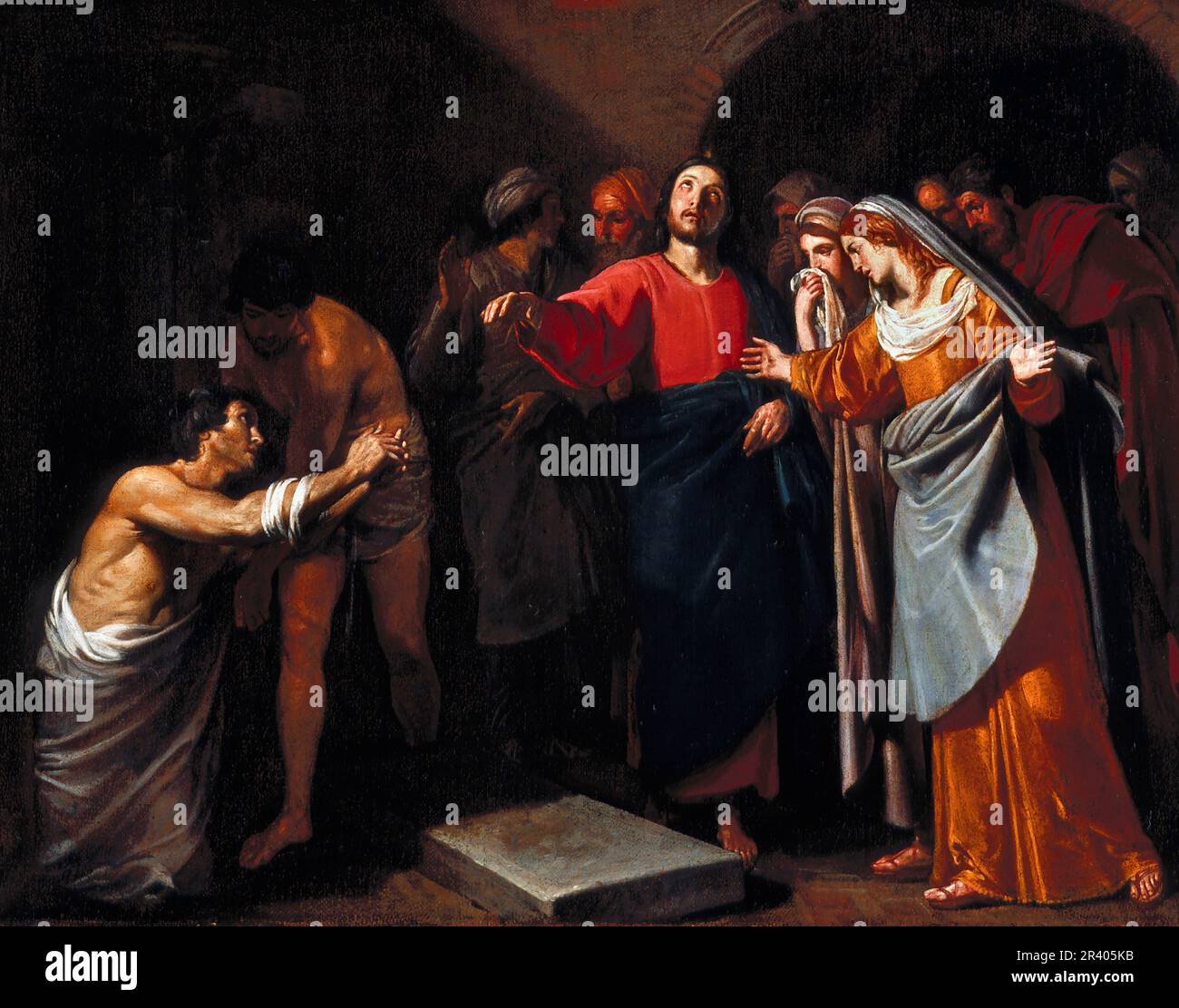 L'élévation de Lazarus par l'artiste italien Andrea Vaccaro (1604-1670) , huile sur toile, vers 1640 Banque D'Images