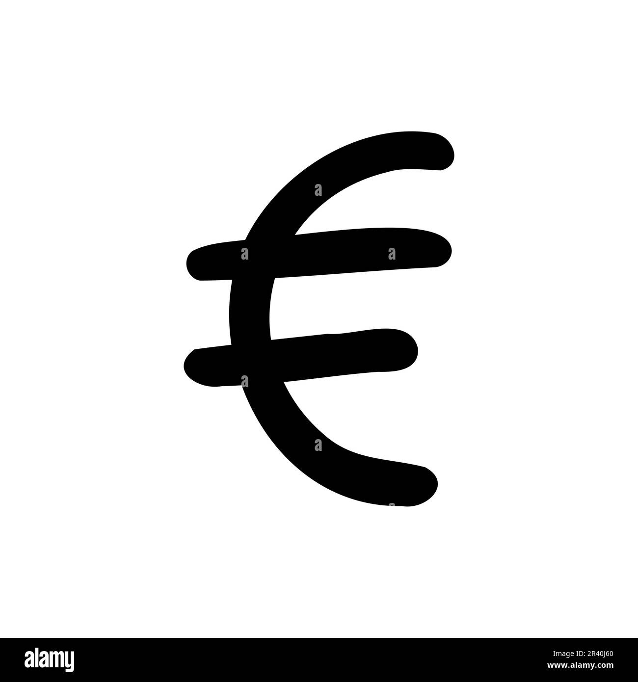 Devise simple argent symbole de financement Euro. Illustration vectorielle à la main, style de dessin animé isolé sur fond blanc. Pour logo, entreprise, Illustration de Vecteur