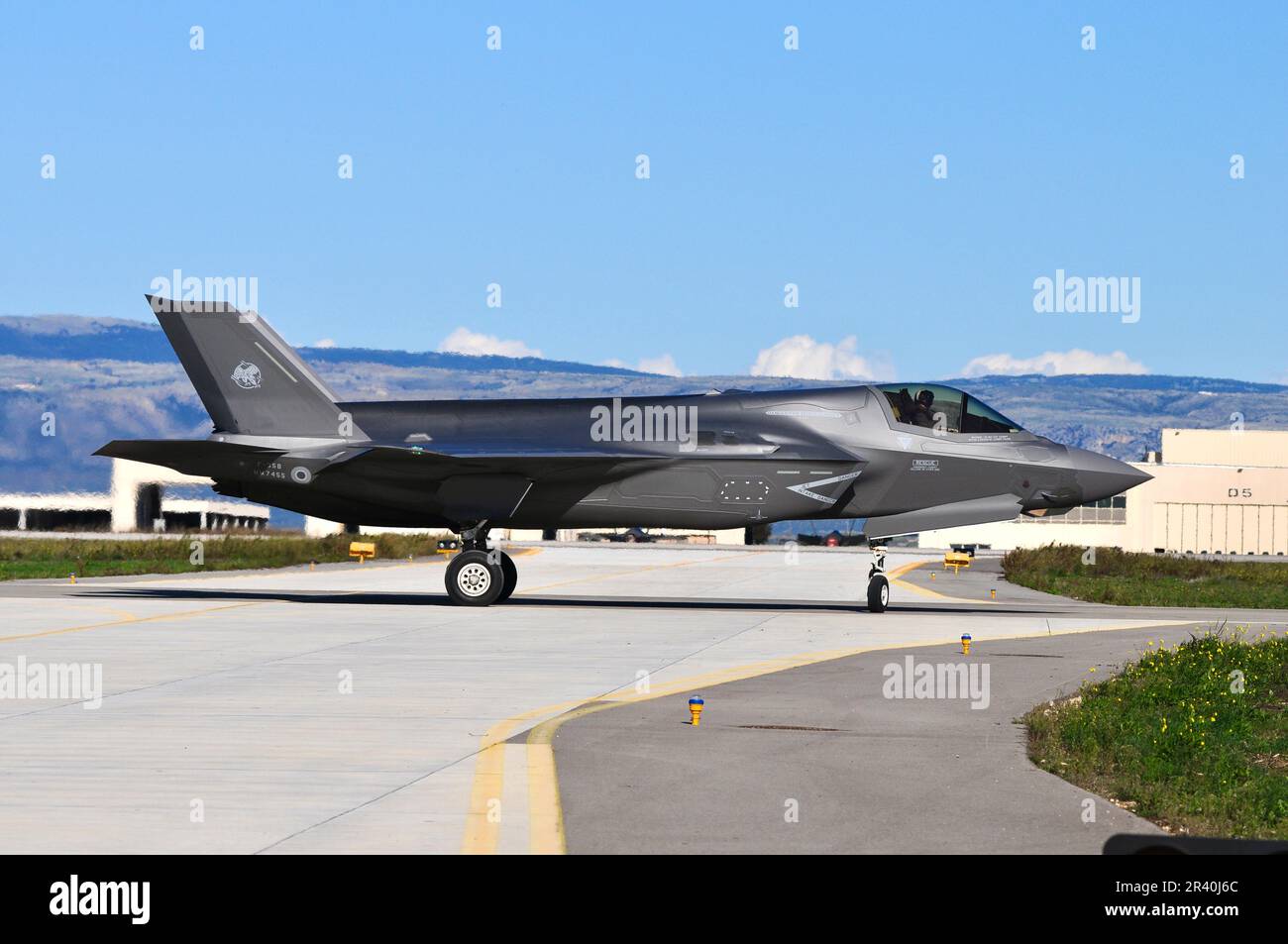 Transport aérien italien F-35B à la base aérienne d'Amendola, en Italie. Banque D'Images