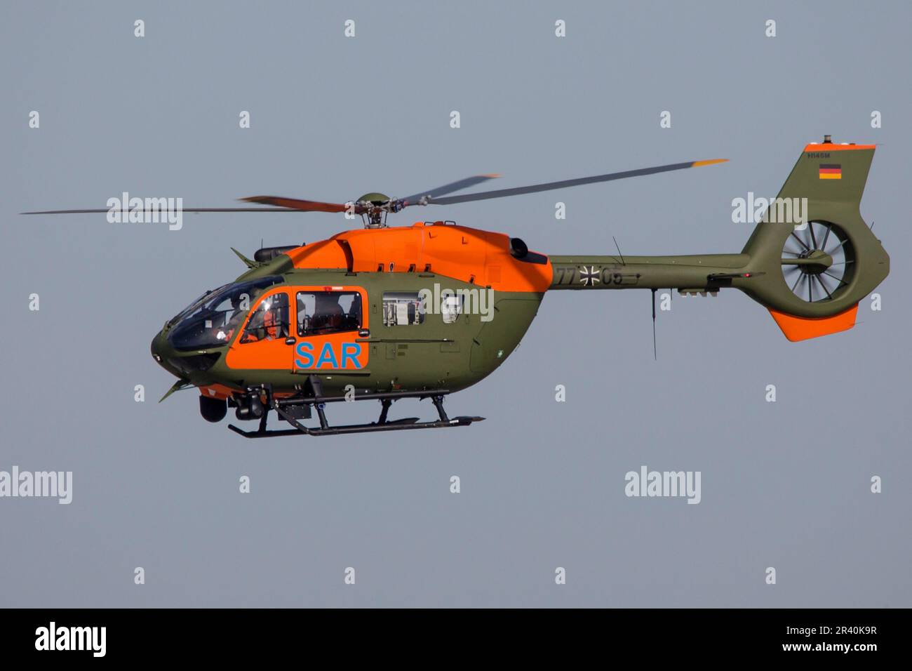 Hélicoptère de recherche et de sauvetage de la Force aérienne allemande H145, Norvenich, Allemagne. Banque D'Images