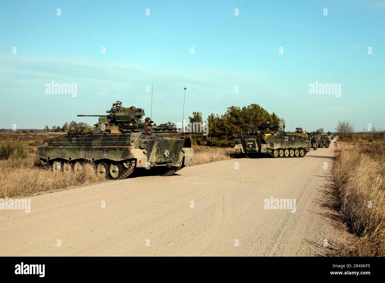 Les véhicules de combat d'infanterie MARDER de l'armée allemande. Banque D'Images