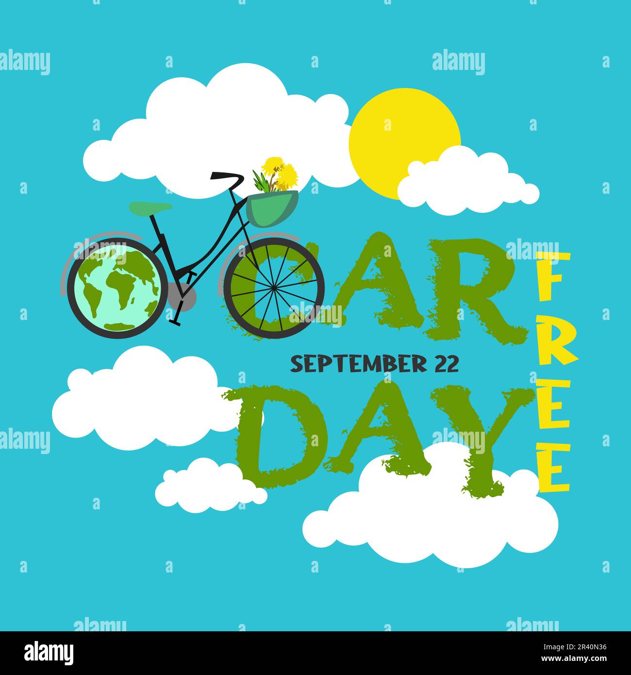 22 septembre jour sans voiture. Journée mondiale du vélo, Clean Air pour ciel bleu concept vecteur conception. Illustration de Vecteur