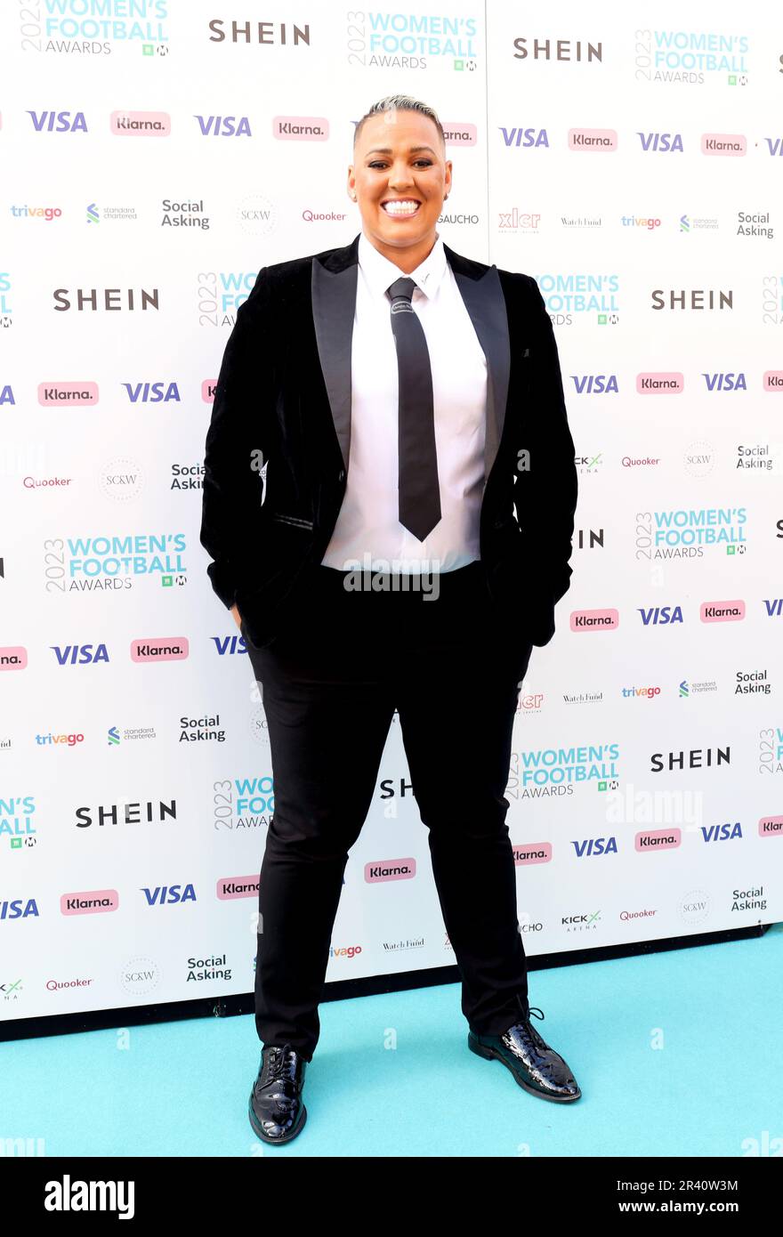 Lianne Sanderson arrive pour les SHEIN Women's football Awards qui se tiennent au Nobu Hotel, Londres. Date de la photo: Jeudi 25 mai 2022. Banque D'Images