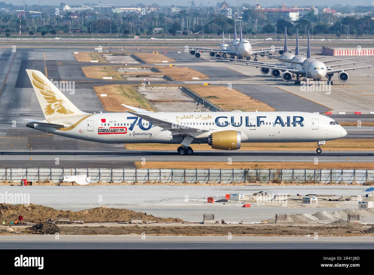 Gulf Air Boeing 787-9 Dreamliner Flugzeug Flughafen Bangkok Suvarnabhumi en Thaïlande Banque D'Images